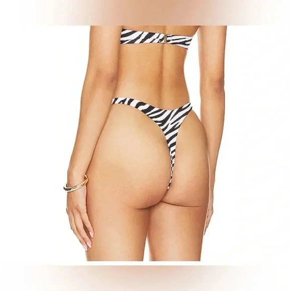 Monica Hansen Beachwear Size Small Wild Stripes Thong Bikini Bottom Zebra - Picture 4 of 10